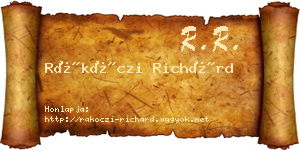 Rákóczi Richárd névjegykártya